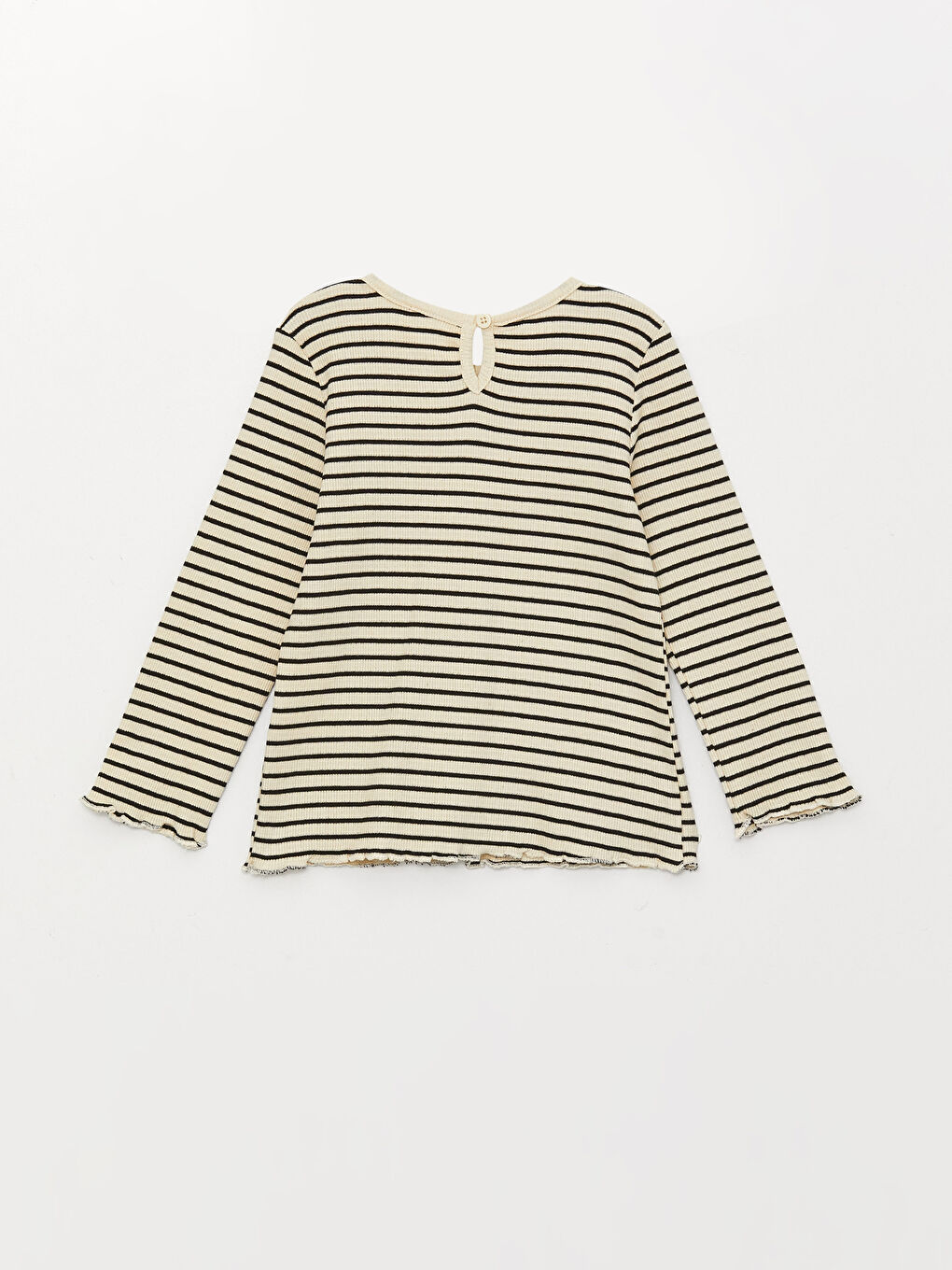 Crew Neck Long Sleeve Striped Baby Girls' T-Shirt-1