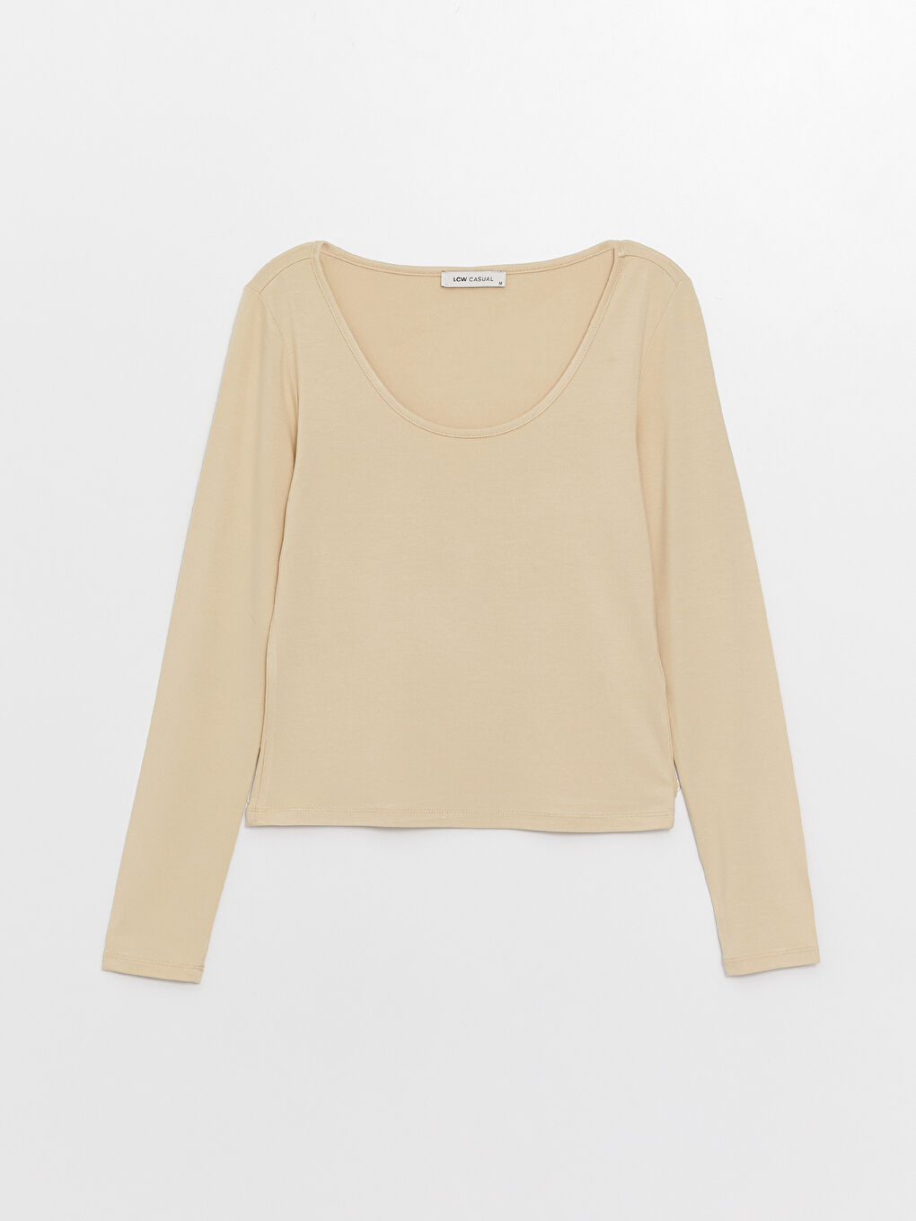 LCW Vision U Neck Straight Long Sleeve Women T-Shirt -S3CG71Z8-KPL