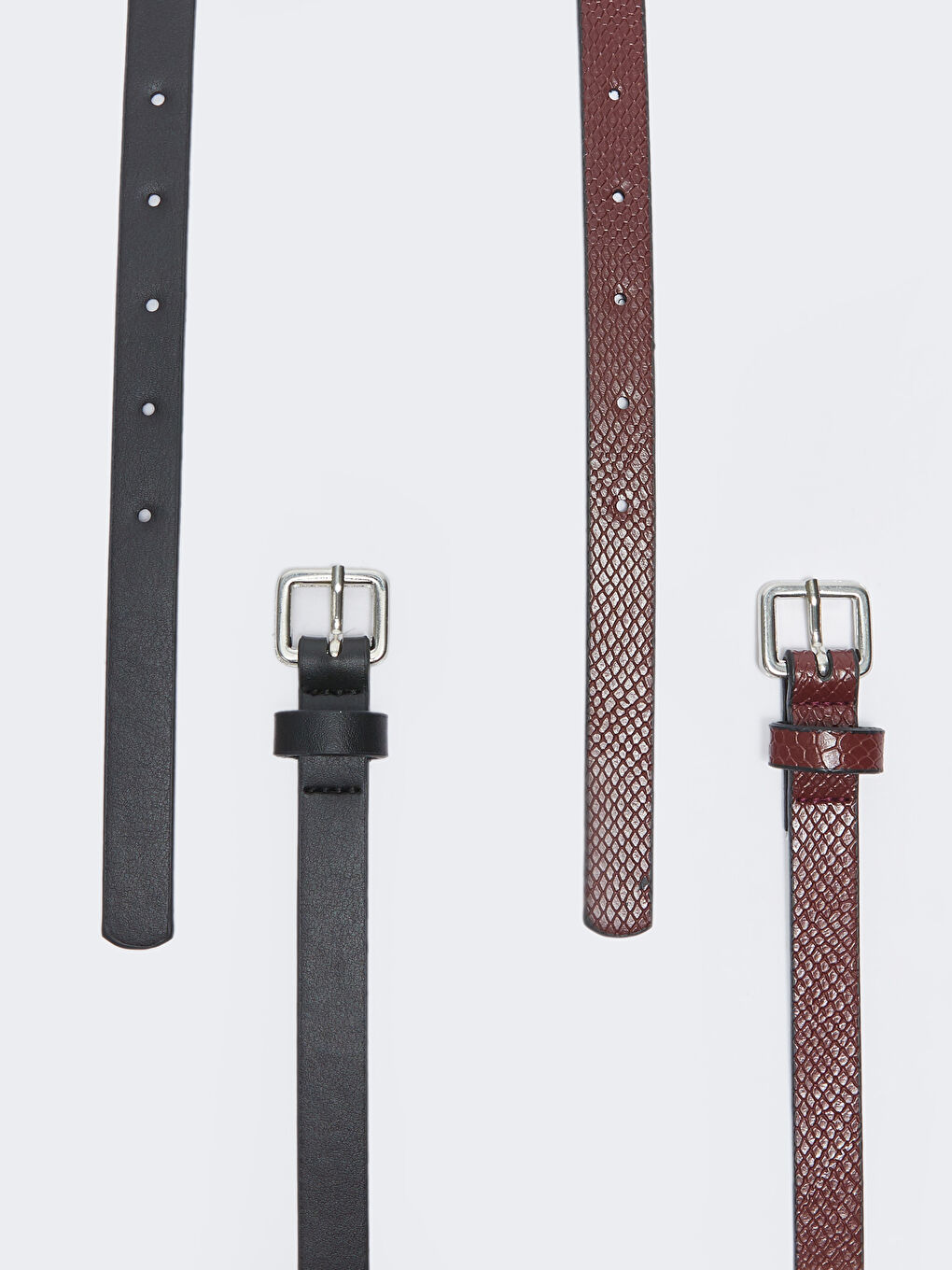 LCW ACCESSORIES Leather Look Womens Slim Belt 2-Pack -S3CG79Z8-HUC