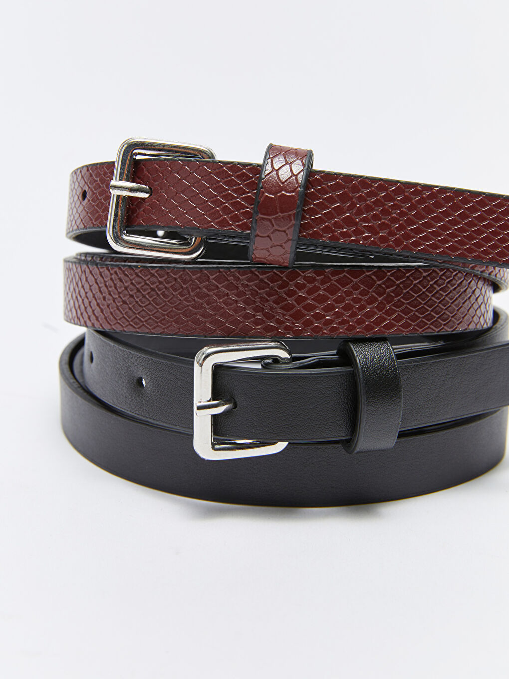 LCW ACCESSORIES Leather Look Womens Slim Belt 2-Pack -S3CG79Z8-HUC