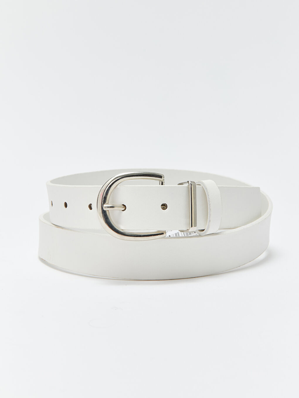 Beyaz Deri Görünümlü Kadın Kemer