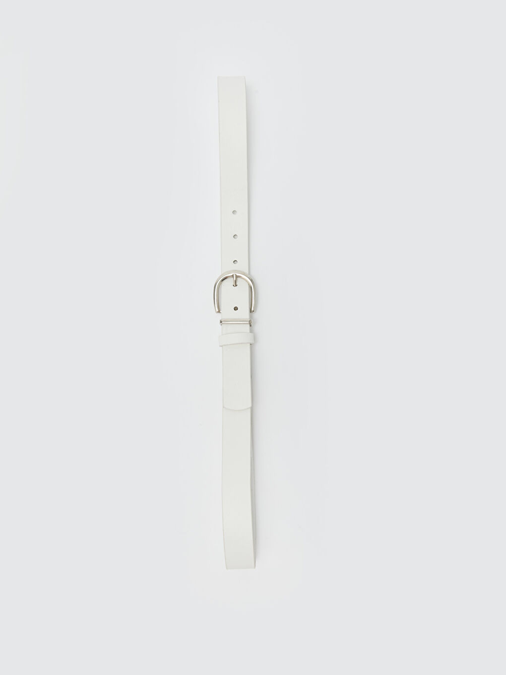 Beyaz Deri Görünümlü Kadın Kemer-1