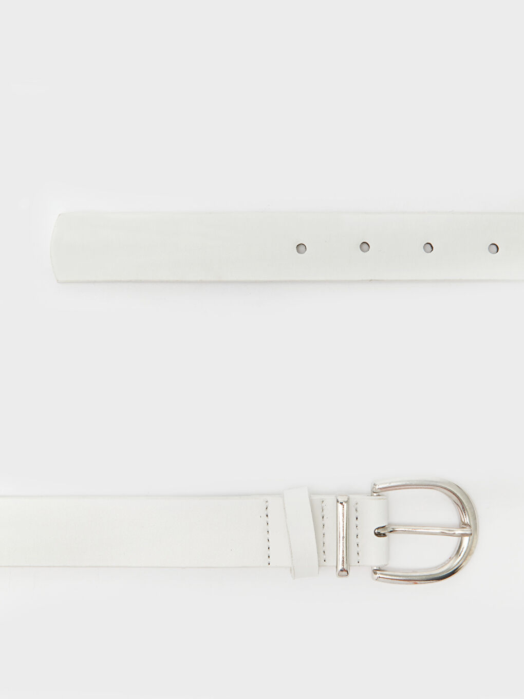 Beyaz Deri Görünümlü Kadın Kemer-2