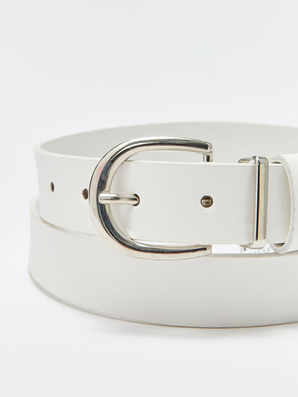 Beyaz Deri Görünümlü Kadın Kemer-3