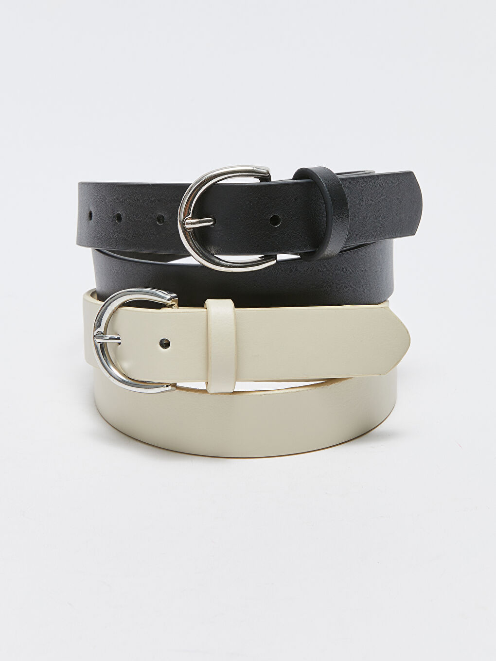 Bej Deri Görünümlü Kadın Kemer 2'li