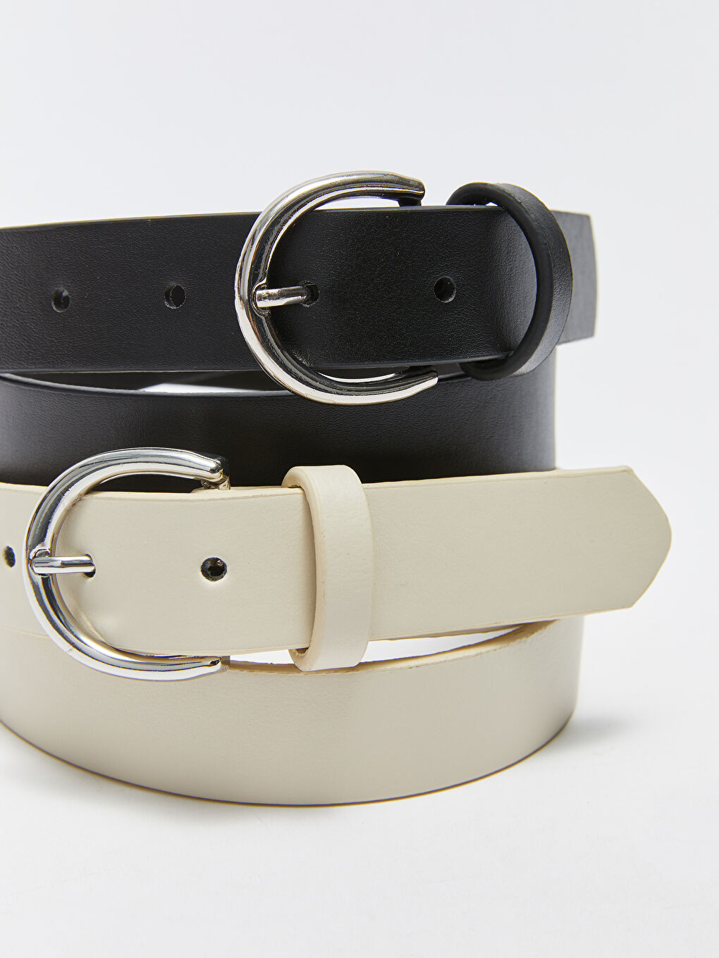 Bej Deri Görünümlü Kadın Kemer 2'li-1