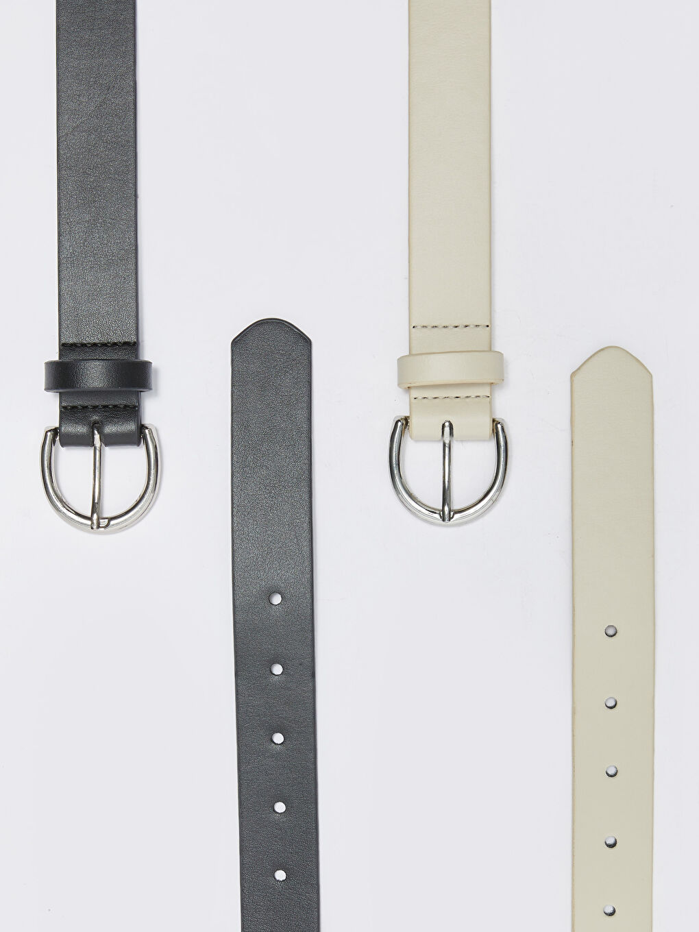 Bej Deri Görünümlü Kadın Kemer 2'li-3