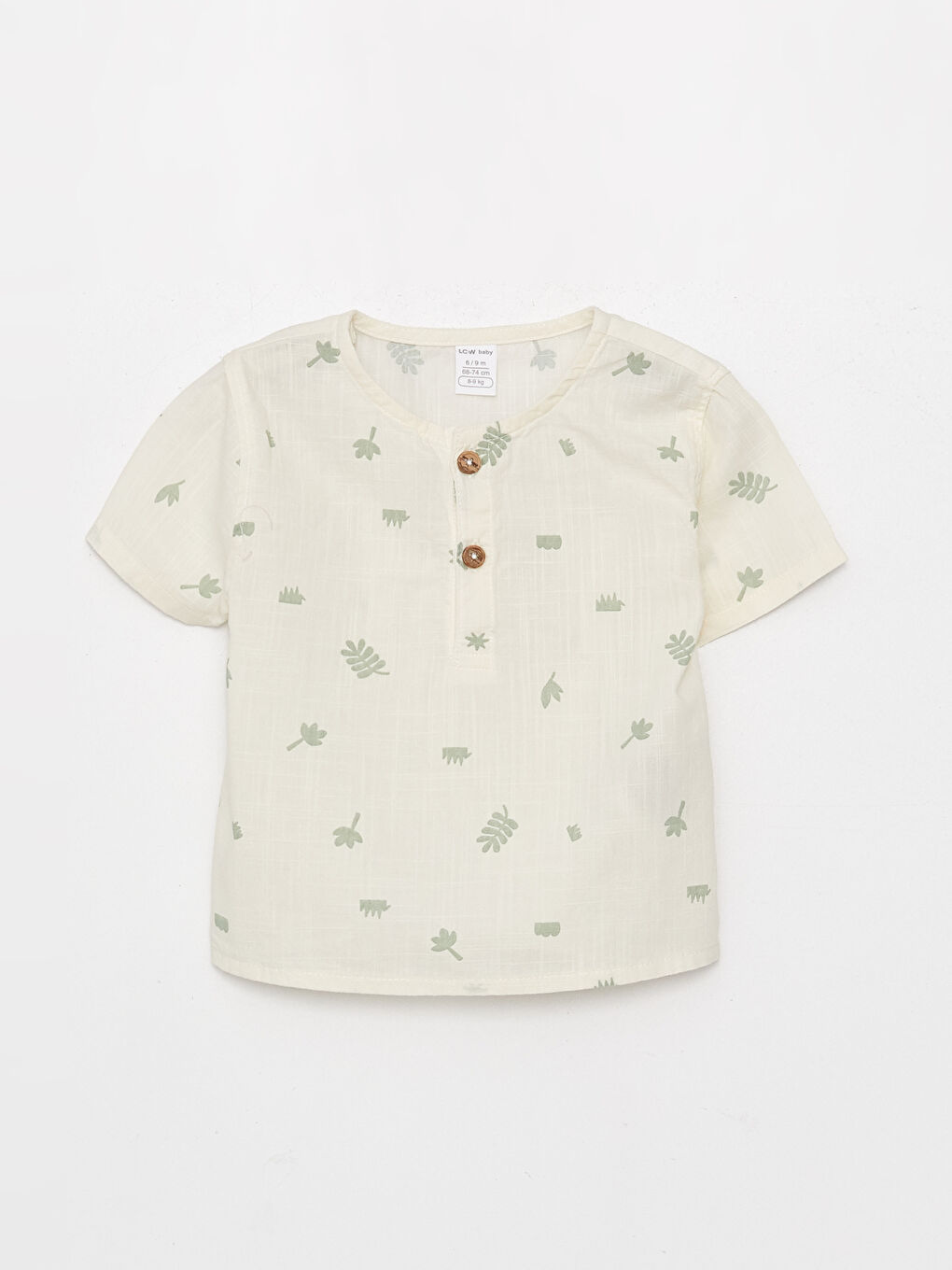 Ekru Bisiklet Yaka Kısa Kollu Erkek Bebek Tişört ve Şort 2'li Takım-1