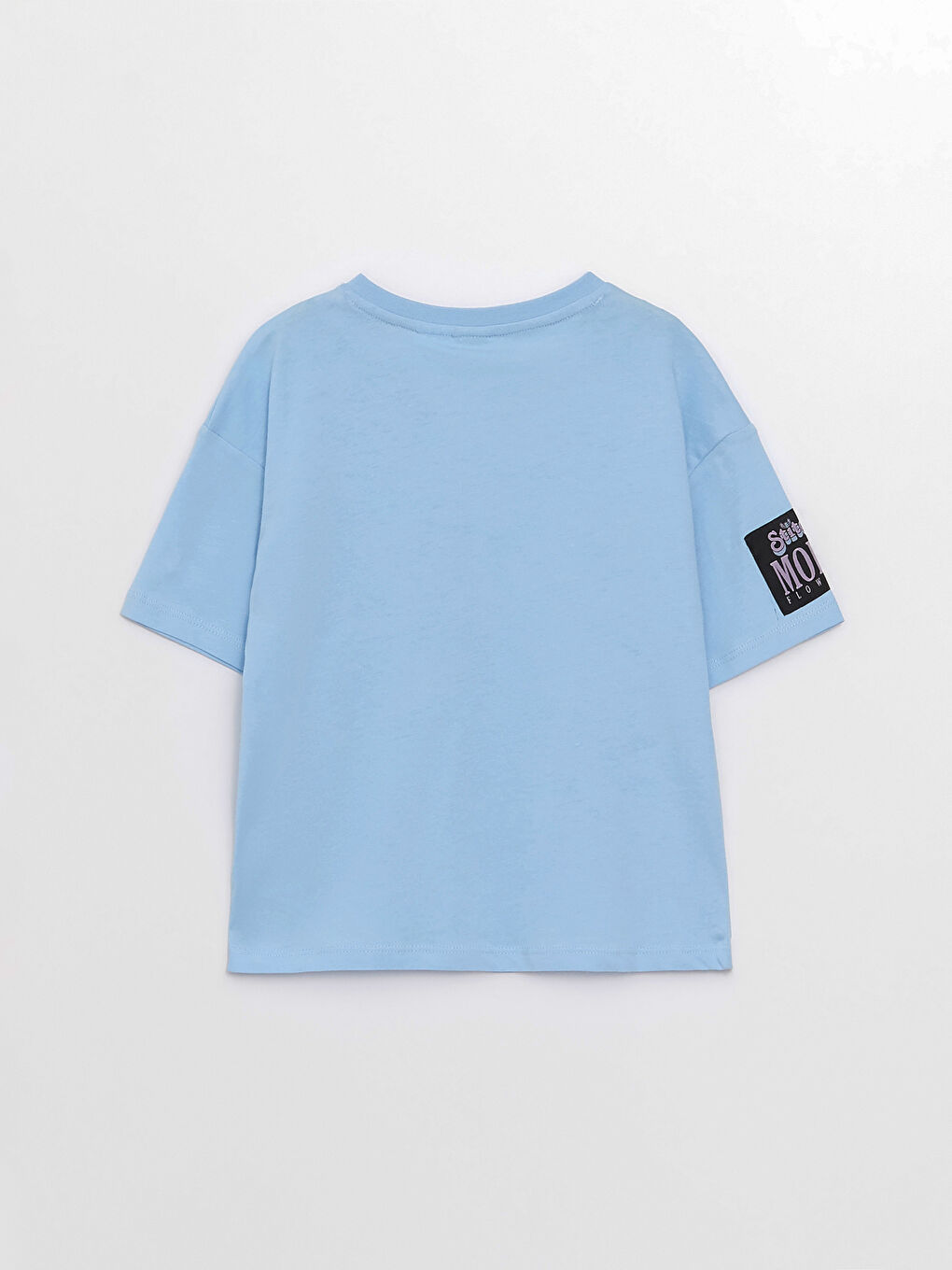 Crew Neck Lilo and Stitch Printed Short Sleeve Cotton Girls' T-Shirt-5