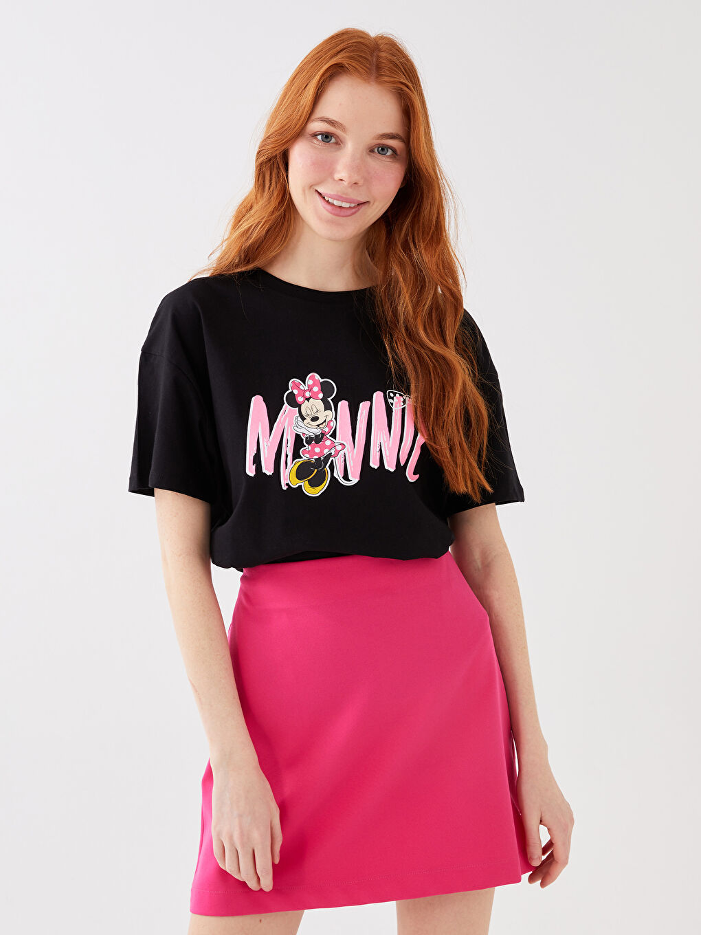 Tricou cu Mânecă Scurtă Imprimat Minnie Mouse pentru Femei Combinație Mamă-Fiică-4
