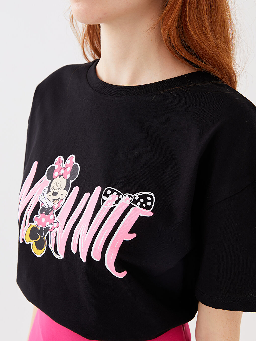 Tricou cu Mânecă Scurtă Imprimat Minnie Mouse pentru Femei Combinație Mamă-Fiică-8