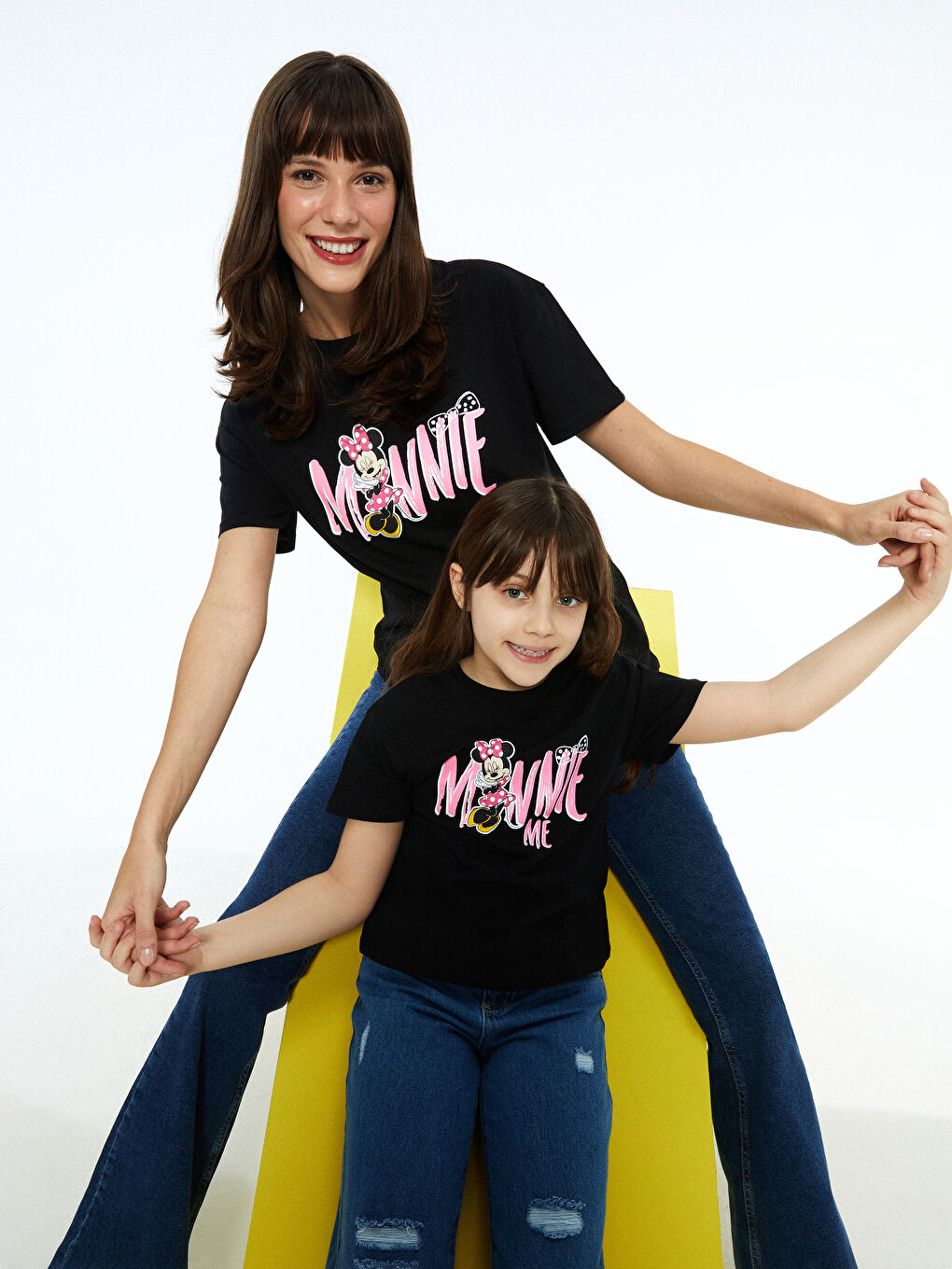 Tricou cu Mânecă Scurtă Imprimat Minnie Mouse pentru Femei Combinație Mamă-Fiică