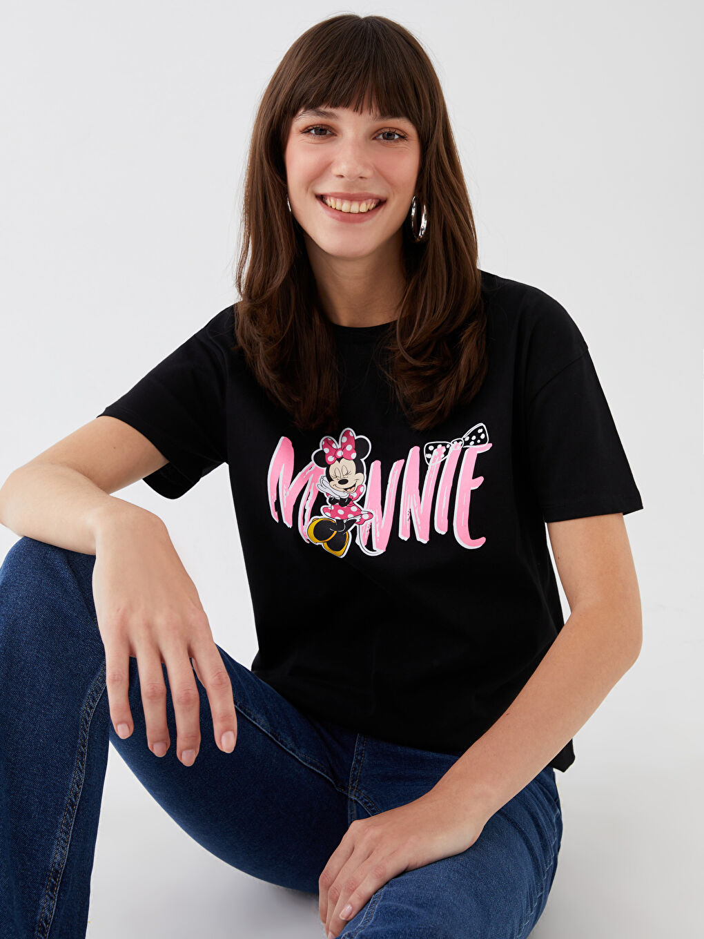 Tricou cu Mânecă Scurtă Imprimat Minnie Mouse pentru Femei Combinație Mamă-Fiică-1