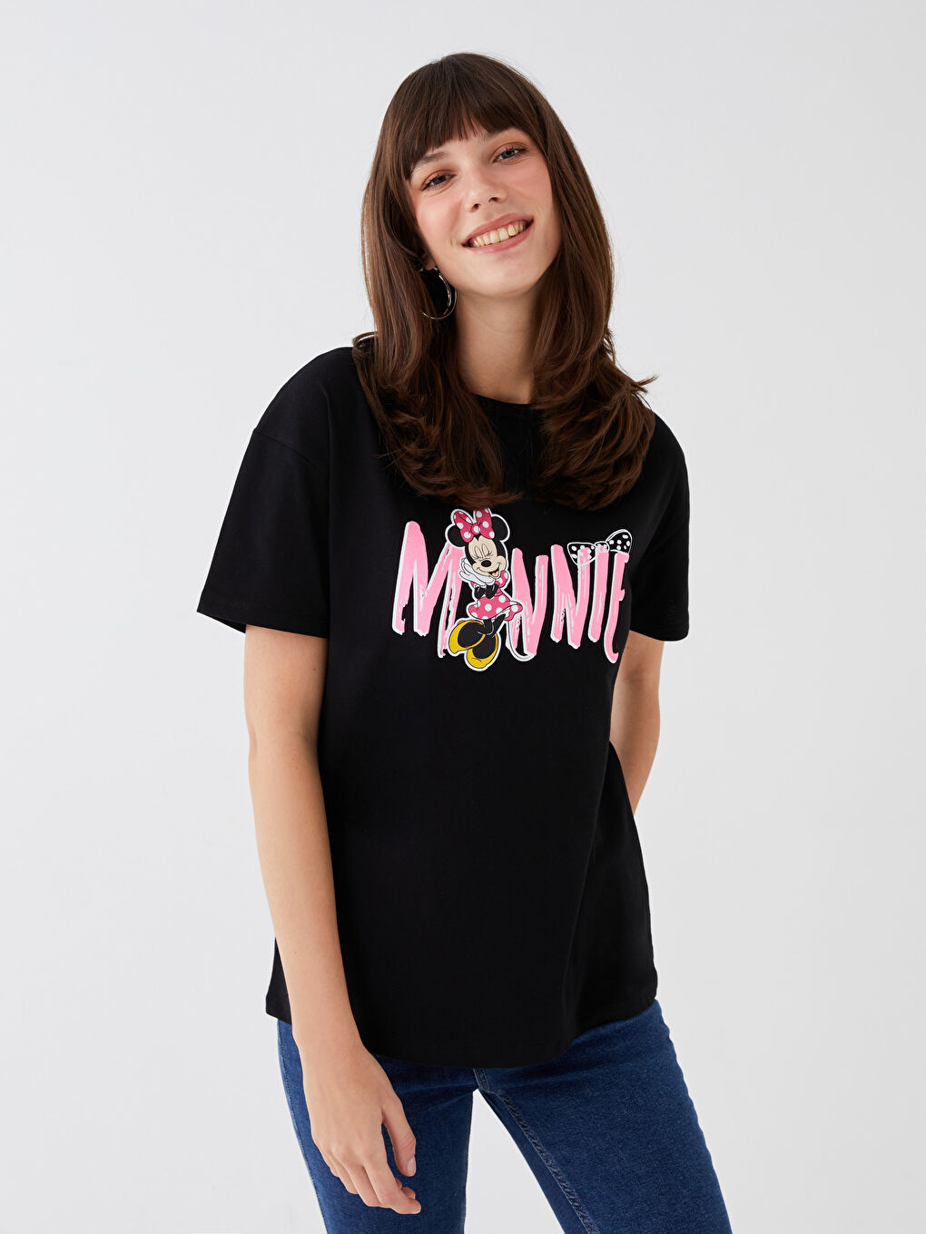 Tricou cu Mânecă Scurtă Imprimat Minnie Mouse pentru Femei Combinație Mamă-Fiică-3