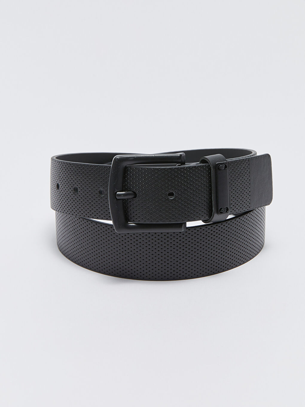 LCW ACCESSORIES Siyah Deri Görünümlü Delikli Erkek Kemer