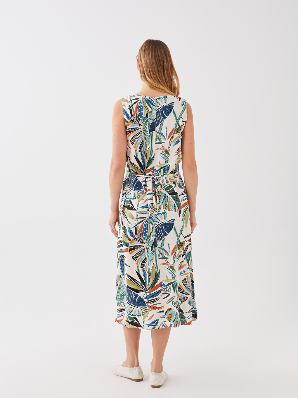 Women's Crew Neck Patterned Dress-3