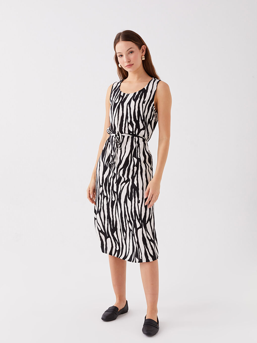Women's Crew Neck Patterned Dress -S3CI07Z8-LQJ
