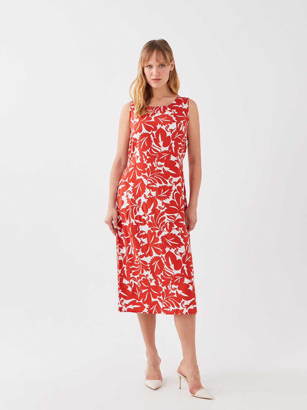 LCWAIKIKI Classic Women's Crew Neck Patterned Dress -S3CI07Z8-LTQ
