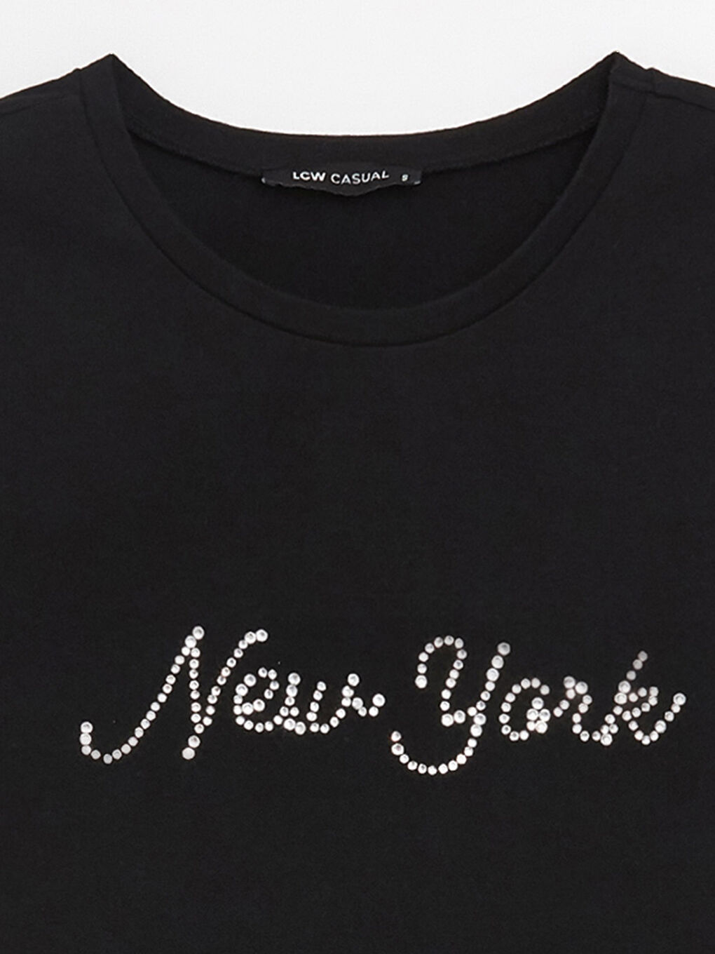 Crew Neck Rhinestone Embellished Women's Crop Top-12