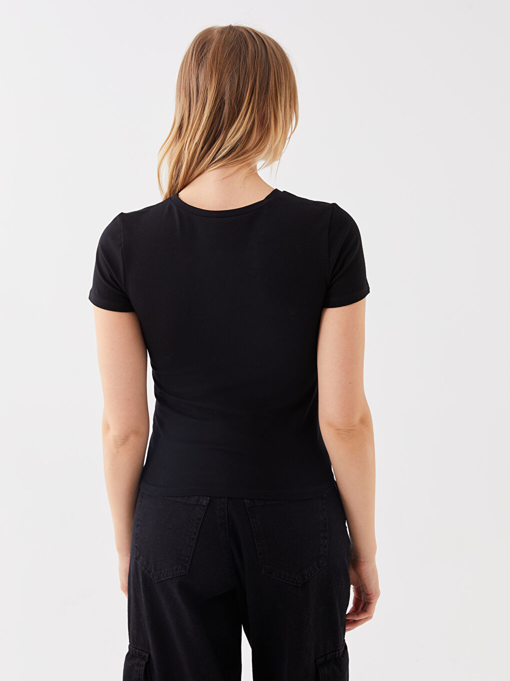 Crew Neck Rhinestone Embellished Women's Crop Top-9