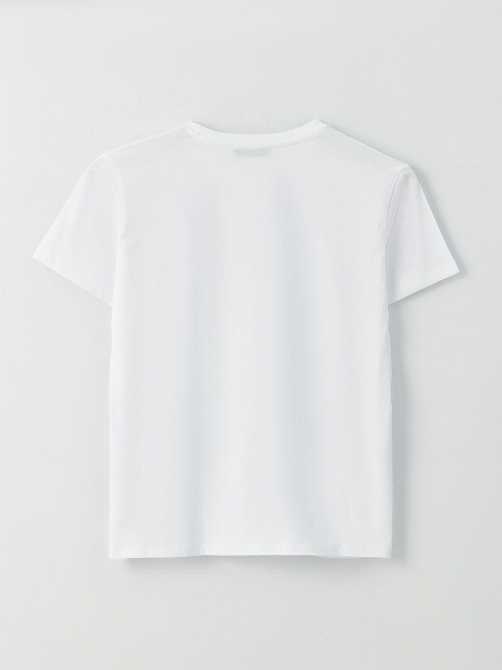 Beyaz Bisiklet Yaka Baskılı Kısa Kollu Kadın Tişört-6