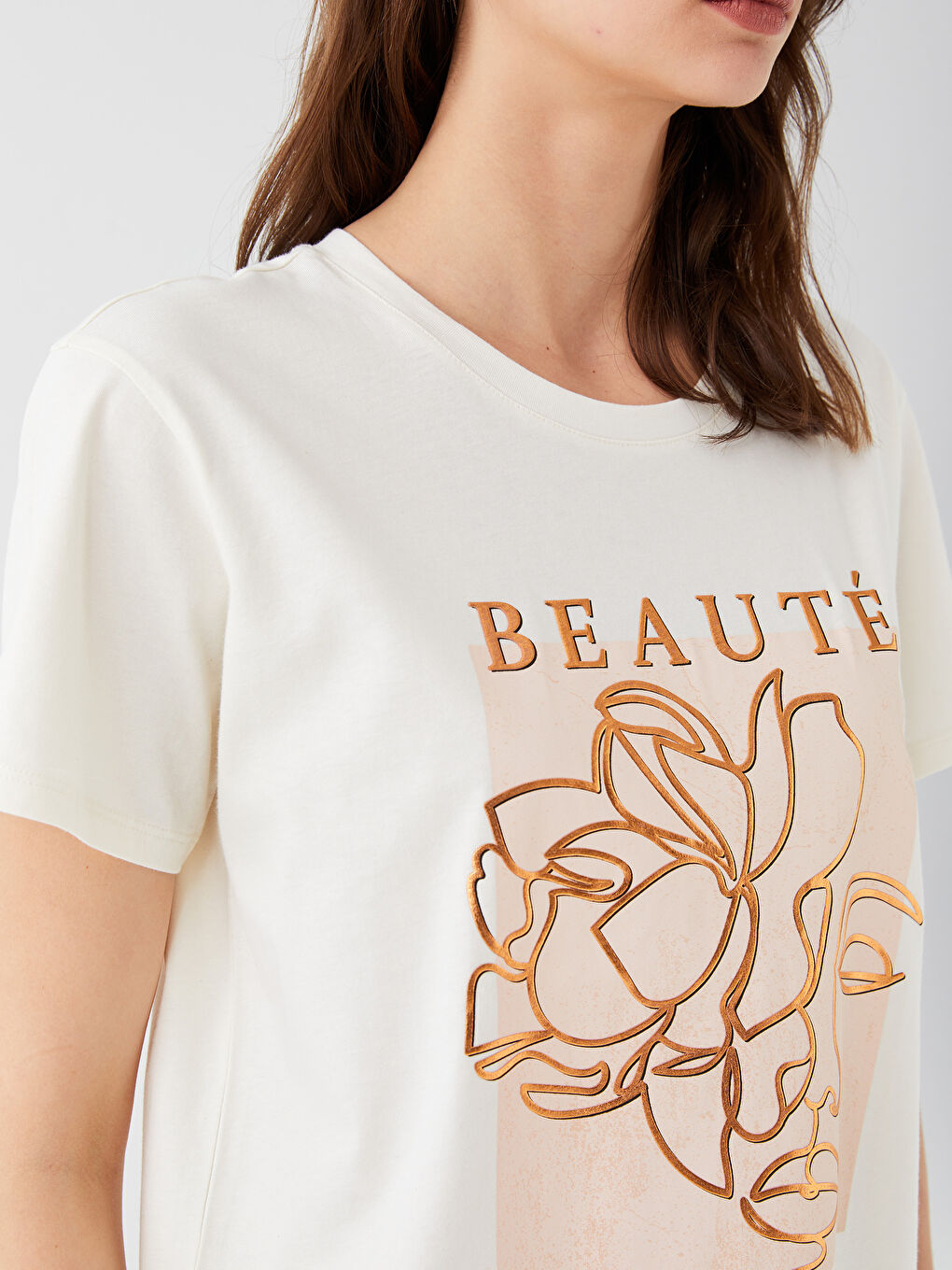 Crew Neck Printed Short Sleeve Women's T-Shirt-3