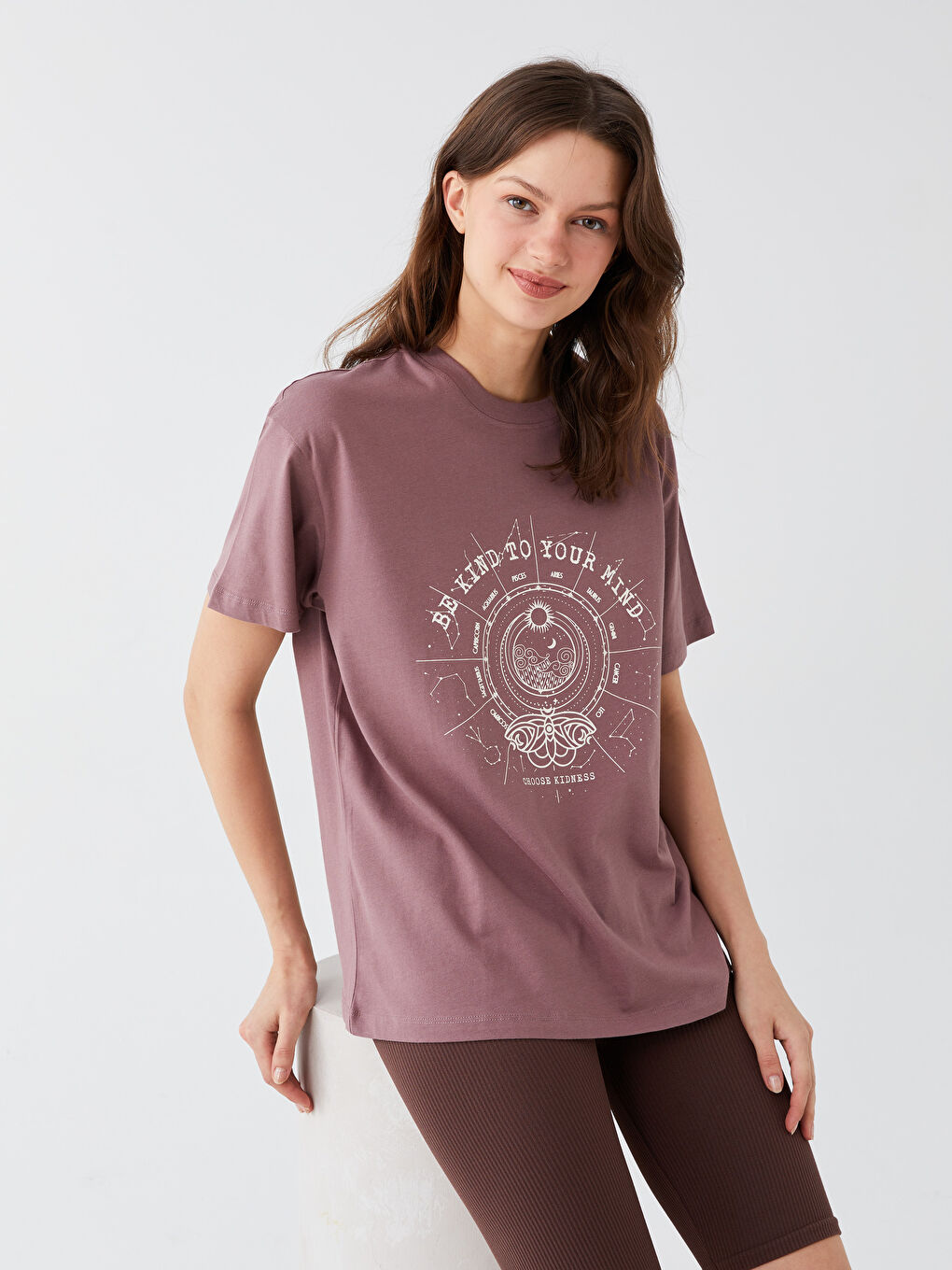 Crew Neck Printed Short Sleeve Women's T-Shirt