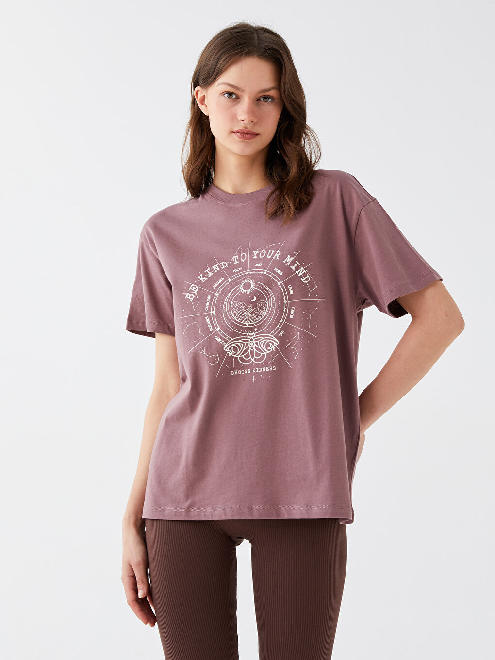 Crew Neck Printed Short Sleeve Women's T-Shirt-1