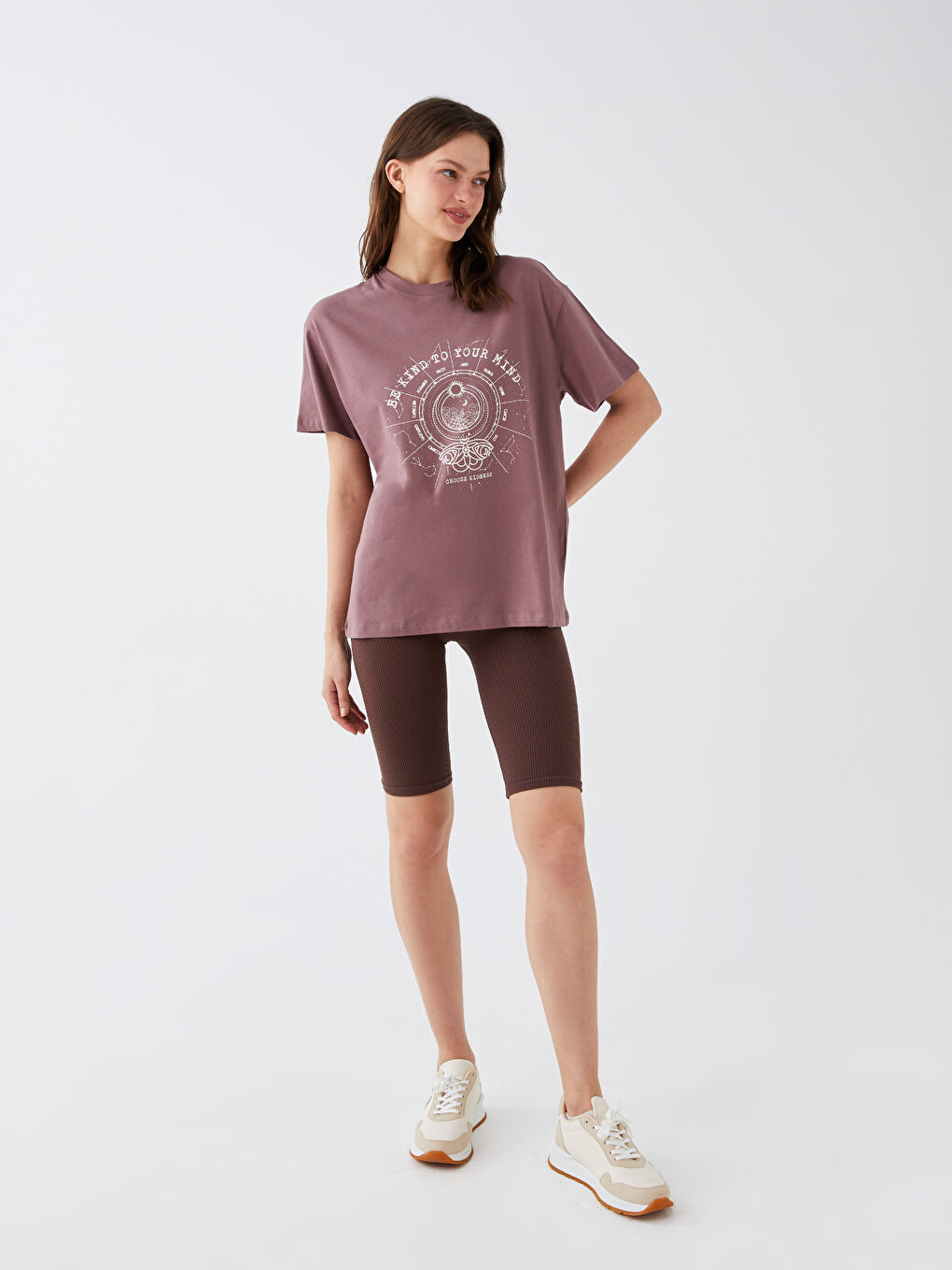 Crew Neck Printed Short Sleeve Women's T-Shirt-2