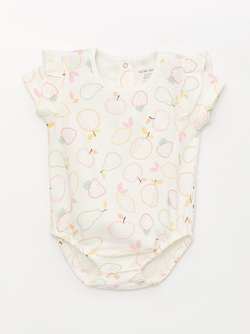 Дөңгелек жағалы қысқа жең принтті қыз балаға арналған түймелі боди мен шорты 2 бөліктен тұратын жинақ-1