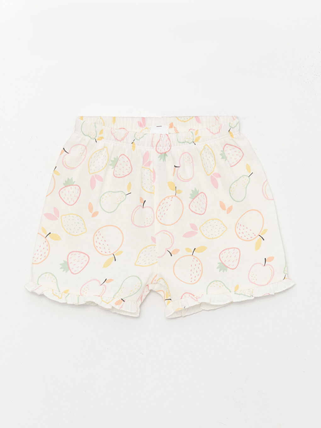 Дөңгелек жағалы қысқа жең принтті қыз балаға арналған түймелі боди мен шорты 2 бөліктен тұратын жинақ-2