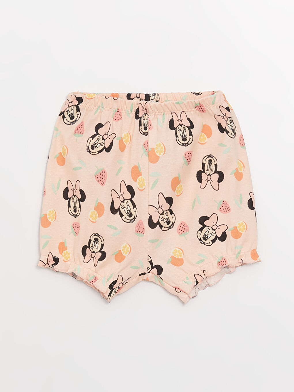 Crew Neck Short Sleeve Minnie Mouse Printed Baby Girl 3 Pieces Set-2