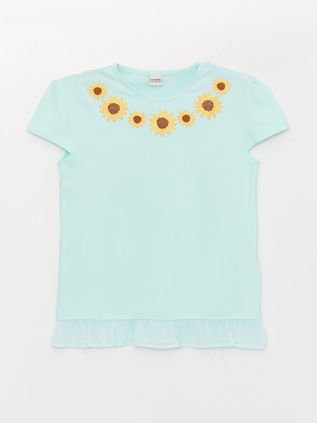 Crew Neck Printed Short Sleeve Girls' T-Shirt