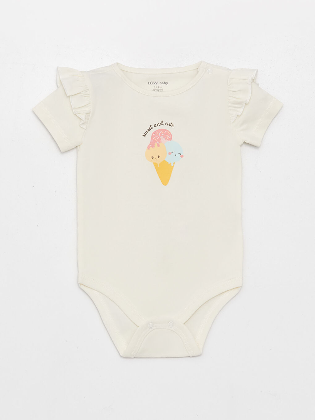 Ensemble 2 Pièces Bébé Fille Imprimé Body à Boutons-Pression et Short Col Rond Manches Courtes-1