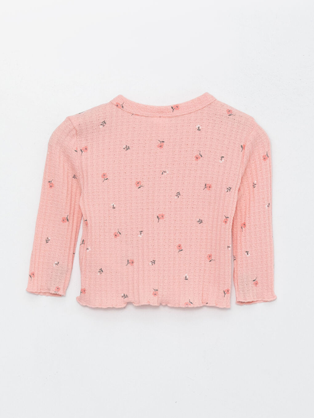 Pembe Uzun Kollu Kız Bebek Triko Hırka-1