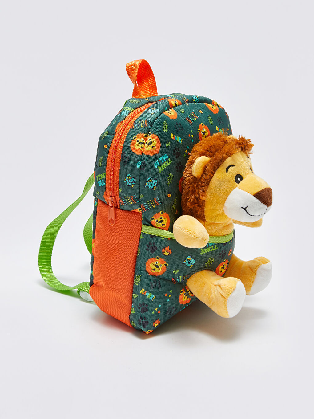 Yeşil Aslan Figürlü Erkek Çocuk Sırt Çantası-3