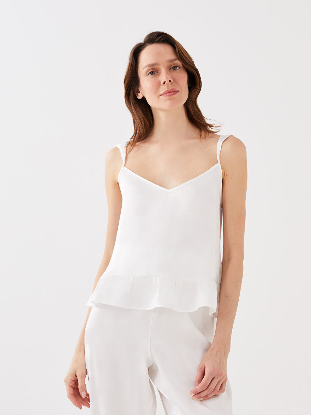 Women's V-Neck Rope Strap Satin Pajamas Set -S3CI59Z8-FDU