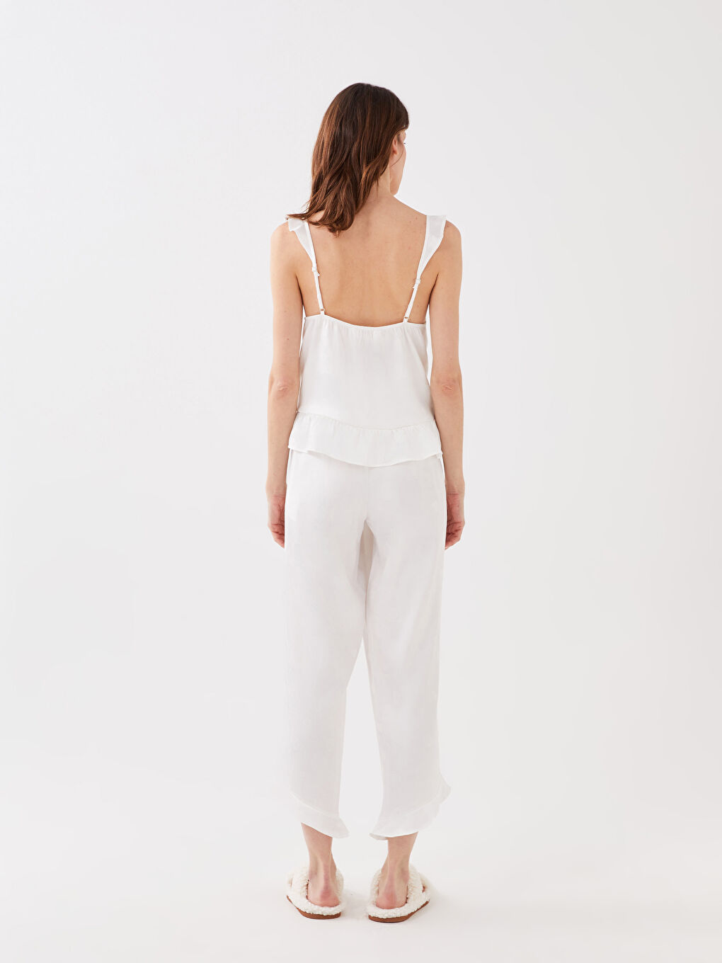 Women's V-Neck Rope Strap Satin Pajamas Set -S3CI59Z8-FDU