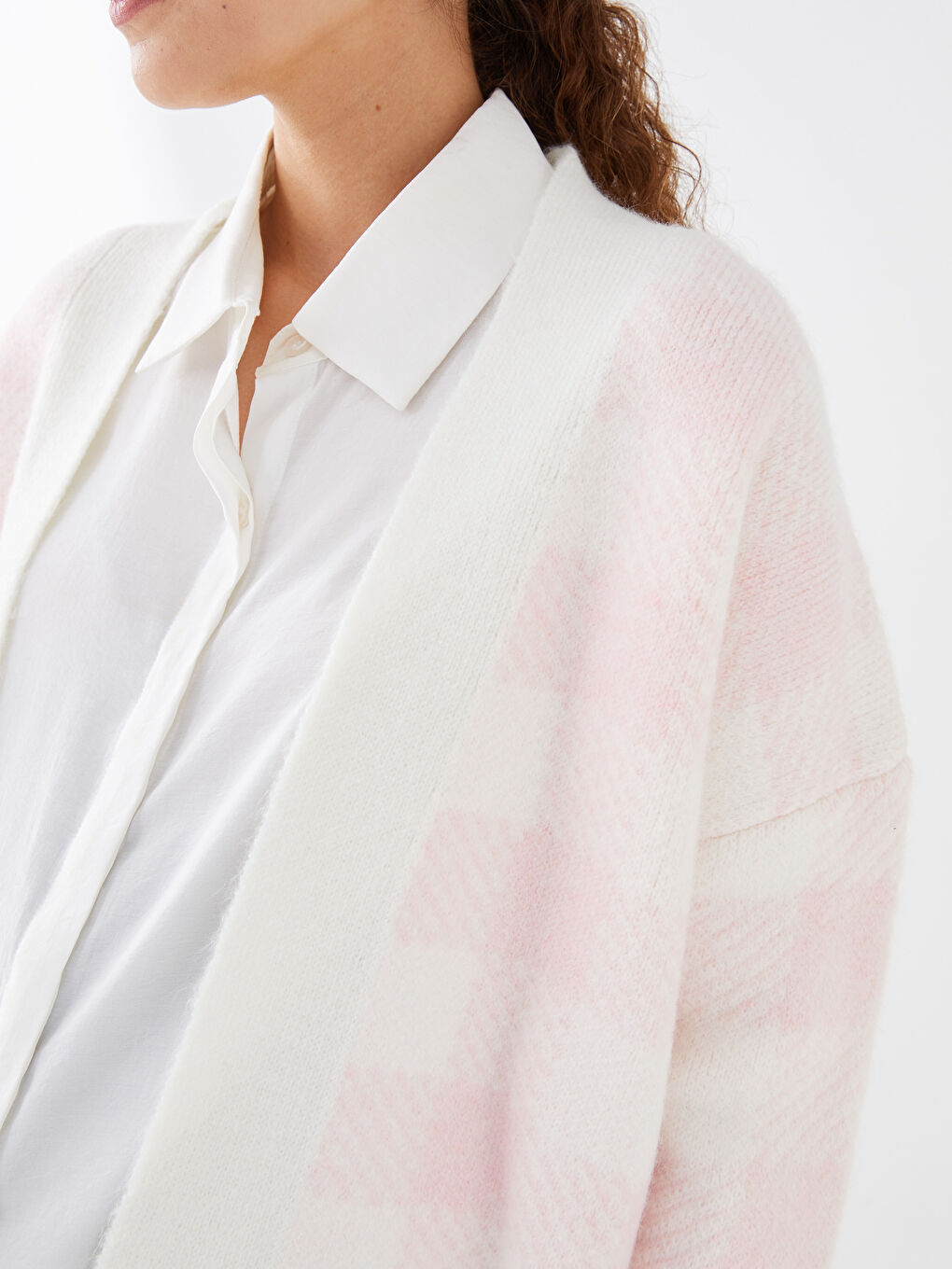 Shawl Collar Plaid Long Sleeve Oversize Maternity Knitwear Cardigan -S3CI61Z8-LNQ