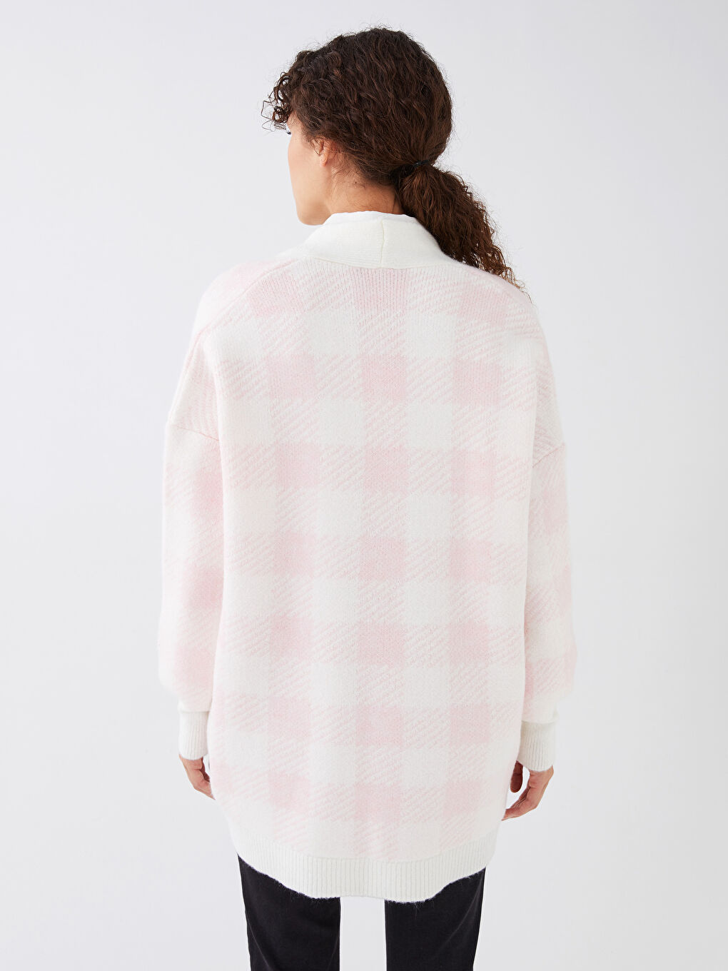 Shawl Collar Plaid Long Sleeve Oversize Maternity Knitwear Cardigan -S3CI61Z8-LNQ