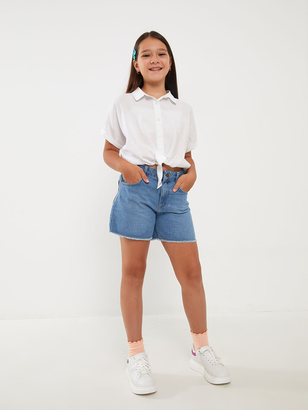 Embroidered Girl Jean Shorts -S3CI66Z4-H45