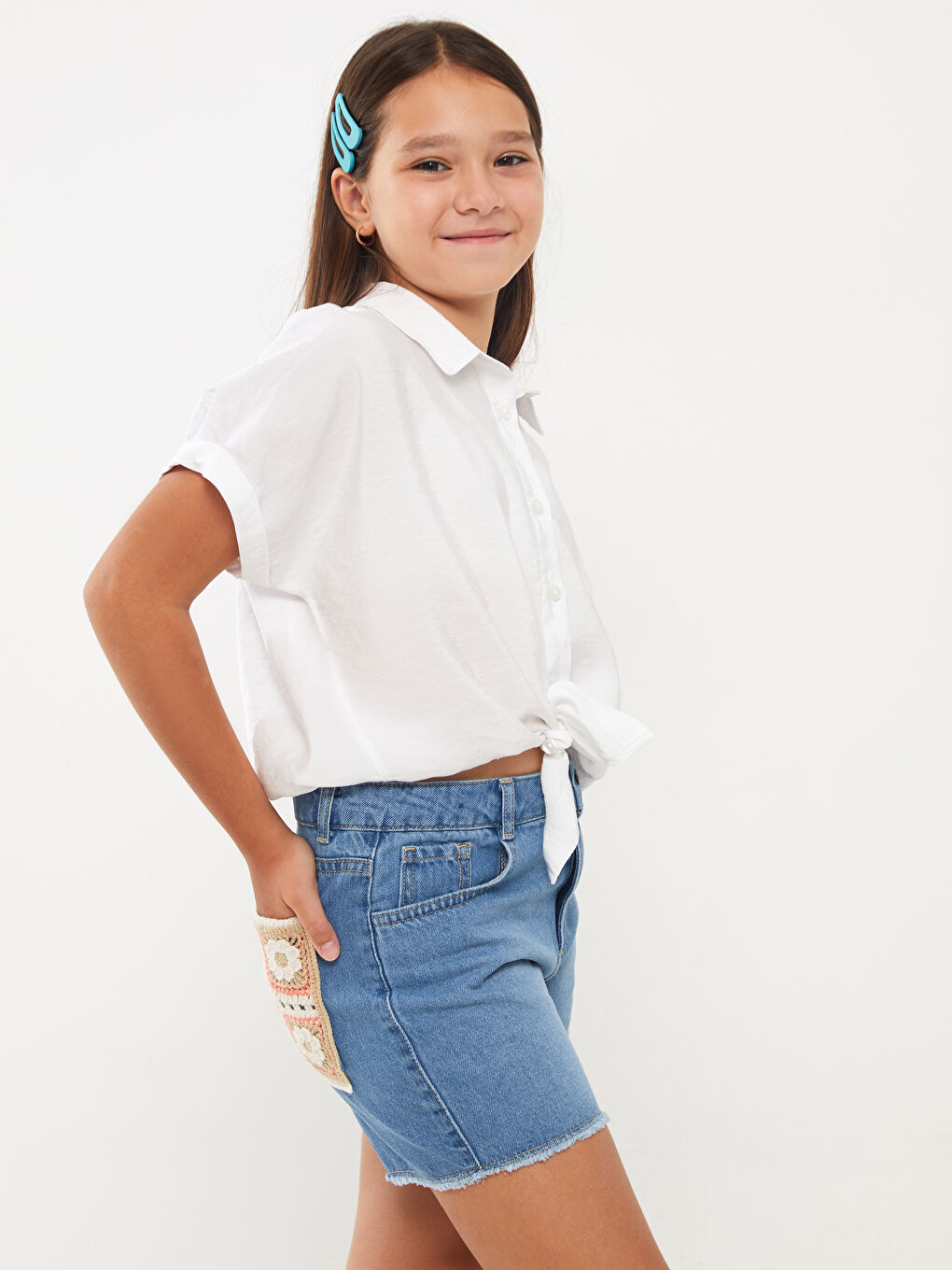 Embroidered Girl Jean Shorts -S3CI66Z4-H45