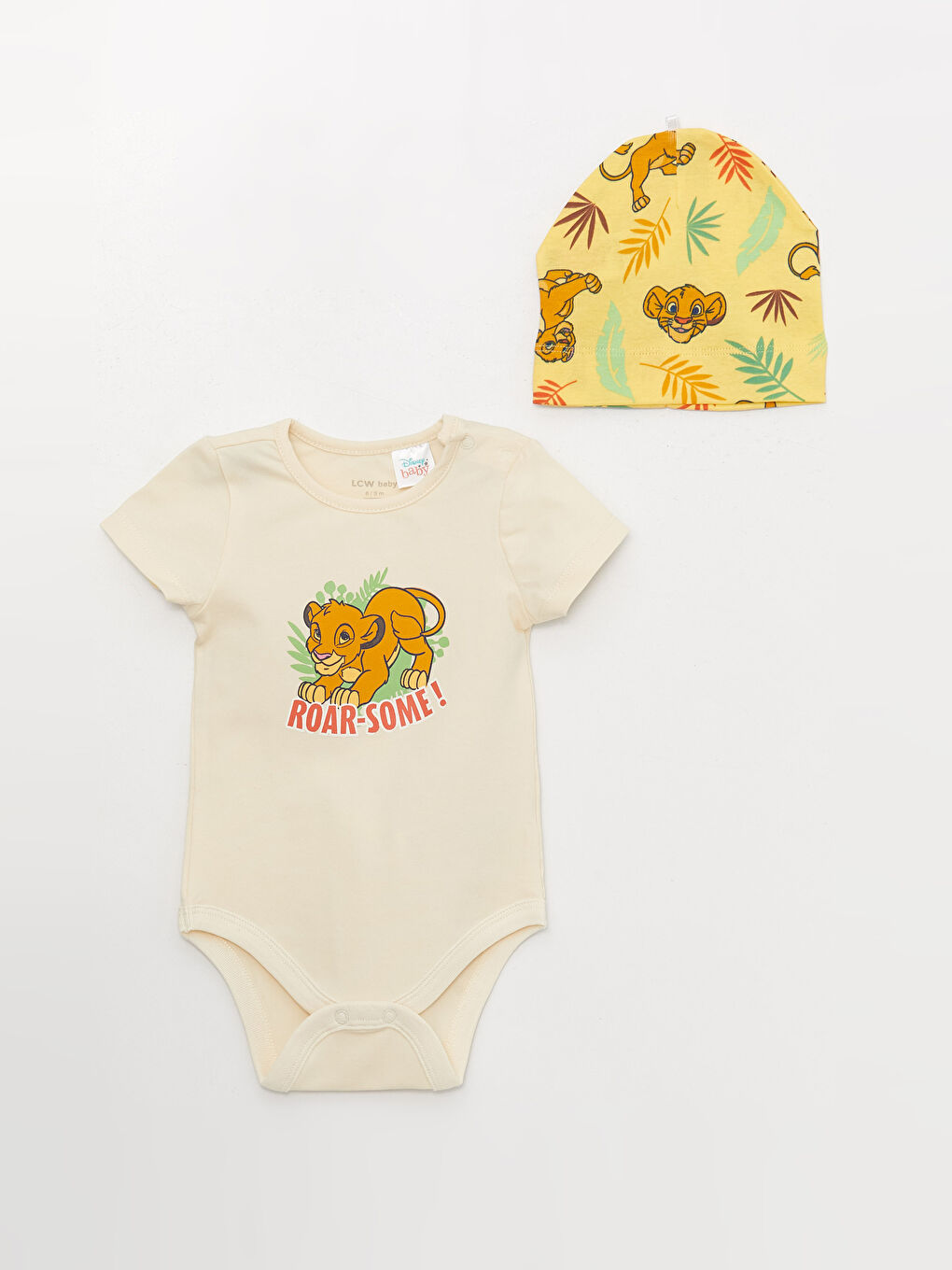 Crew Neck Short Sleeve Lion King Printed Baby Boy 3-Piece Suit-1