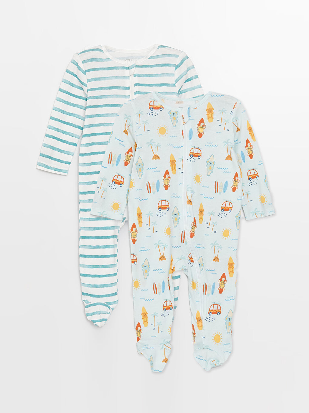 Mavi Bisiklet Yaka Erkek Bebek Tulum 2'li