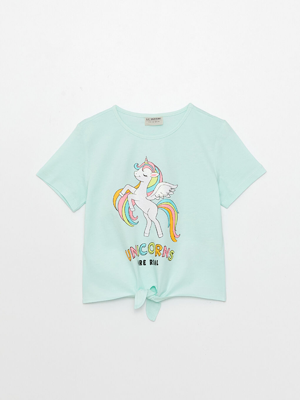 Футболка с круглым вырезом и принтом с коротким рукавом и леггинсы для девочек-1