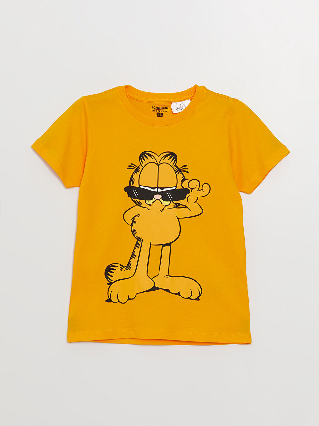 Crew Neck Garfield Printed Short Sleeve Boys' Shorts Pyjama Set-1