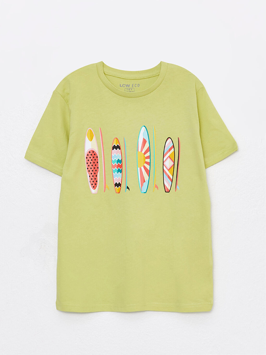 Yeşil Bisiklet Yaka Baskılı Kısa Kollu Erkek Çocuk Tişört