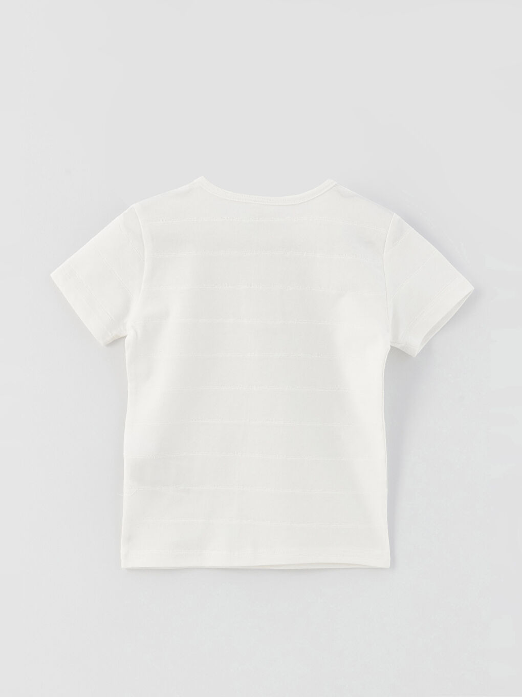 Bej Bisiklet Yaka Kısa Kollu Erkek Bebek Tişört-1