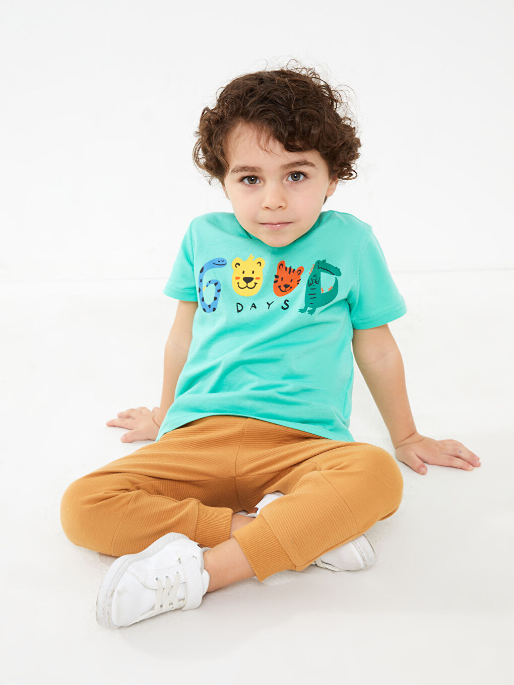 Bej Beli Lastikli Basic Erkek Bebek Eşofman Alt-1