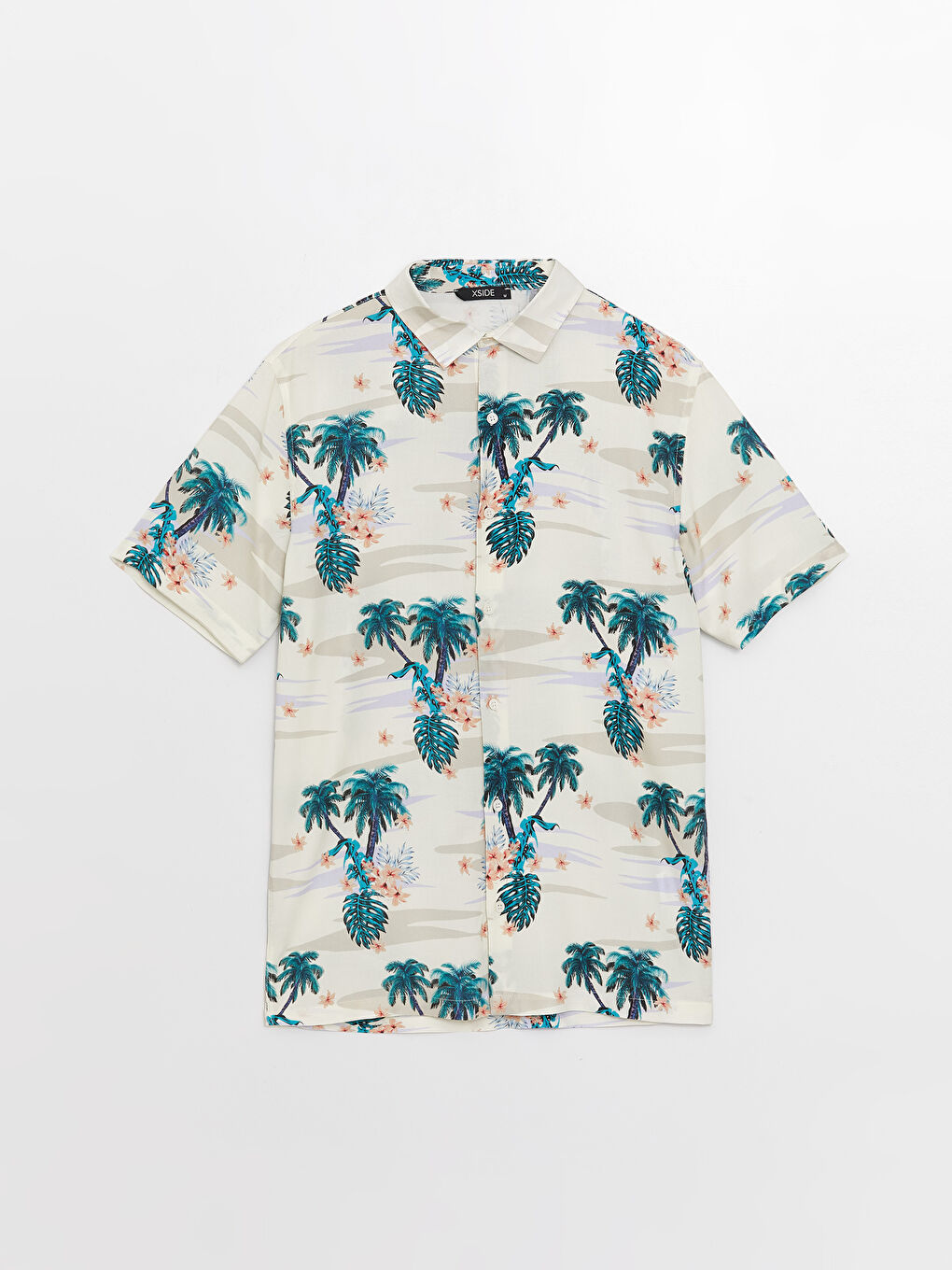 قميص رجالي بكم قصير عادي منقوش فيسكوز-5